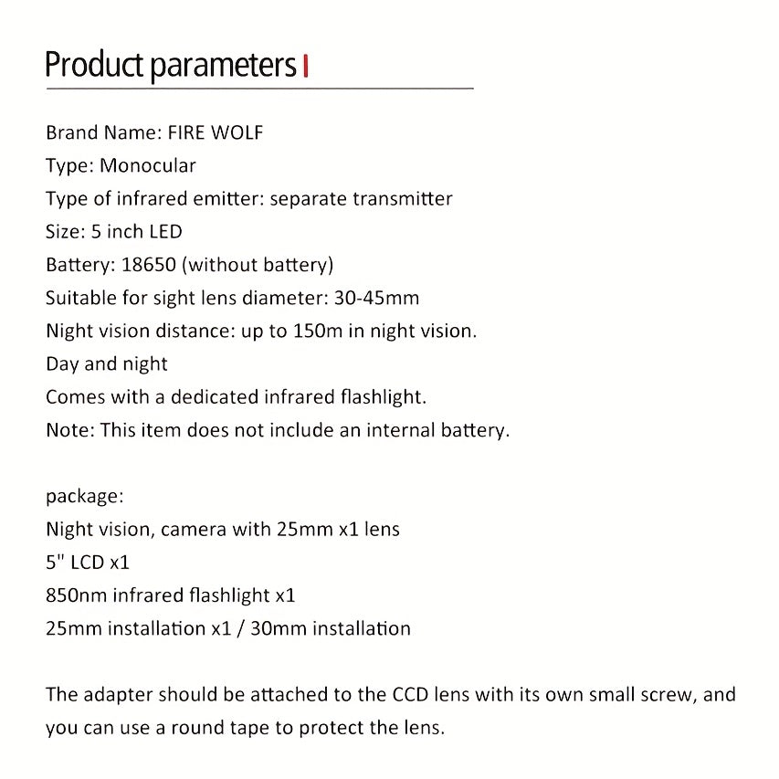 Smart Night Vision Scope with 850nm Infrared Technology and 5" Portable Display