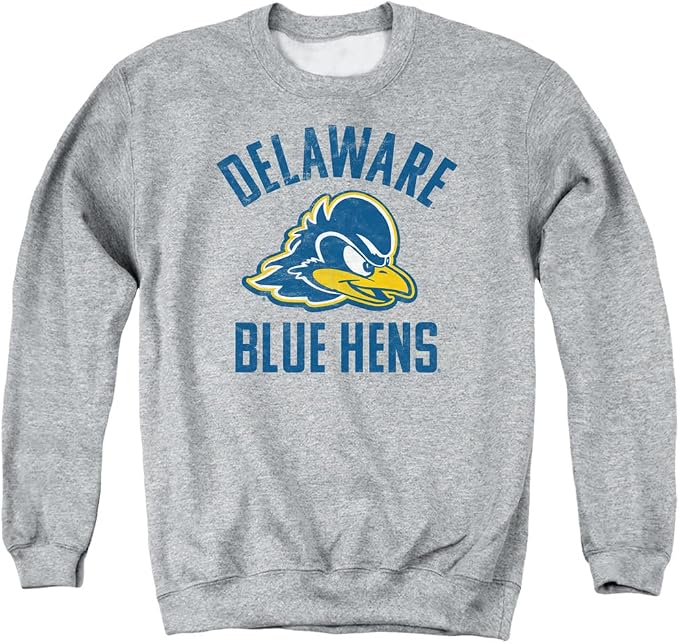 NCAA Delaware Fightin' Blue Hens Unisex Ash Crew Neck Fleece Sweatshirt - Sizemix