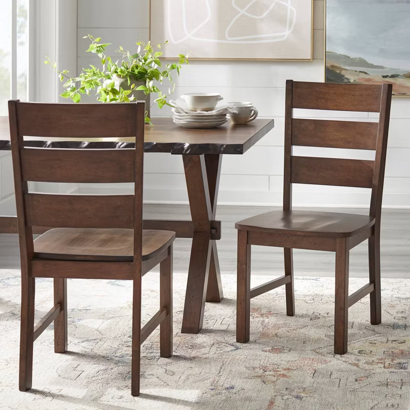 Buylateral Set of 2 Mandeville Solid Wood Dining Chair Brown