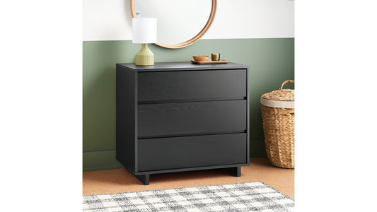 Modern 32" Wide  3 Drawer Dresser Black - Room Essentials