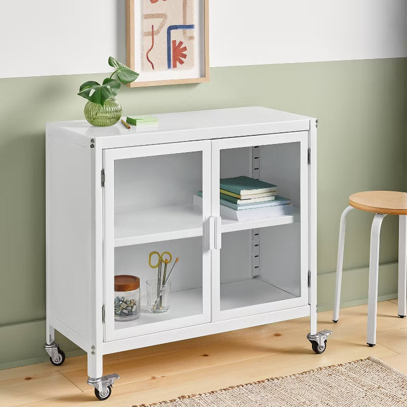 2 Door Metal Rolling Locker Storage Cabinet Chalk White - Room Essentials