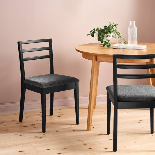 Set of 2 Ladder Back Dining Chair With Padded Seat Black - Room Essentials