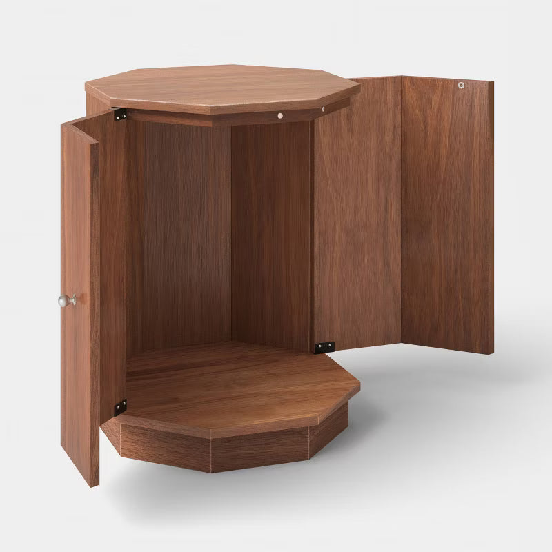 Octagon Side Table with Two Doors Walnut Finish - Threshold