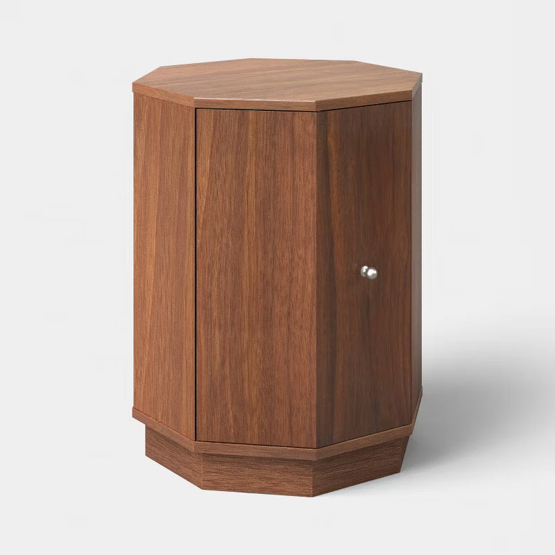 Octagon Side Table with Two Doors Walnut Finish - Threshold