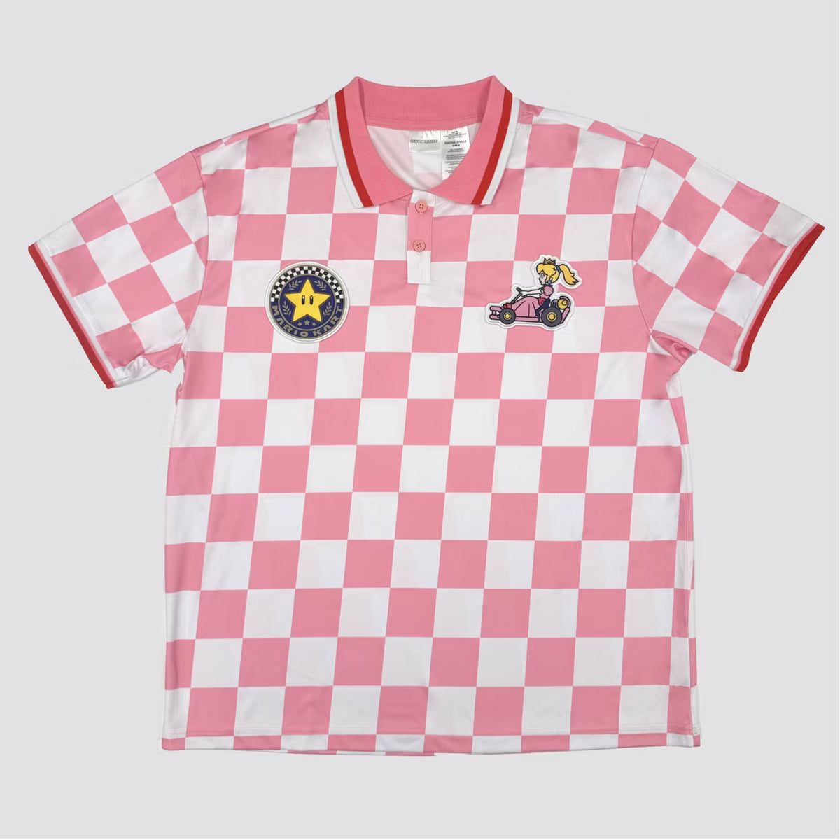 Mario Kart Checkered Sport Polo: Princess Peach - XS