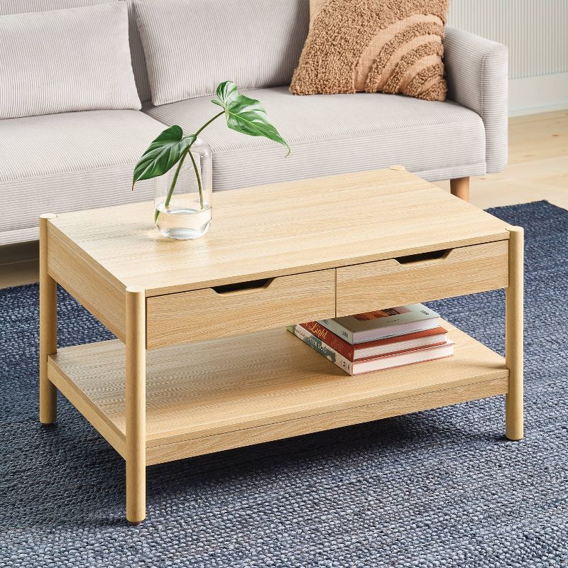 Scandi Coffee Tables Table With Drawers Natural - Room Essentials