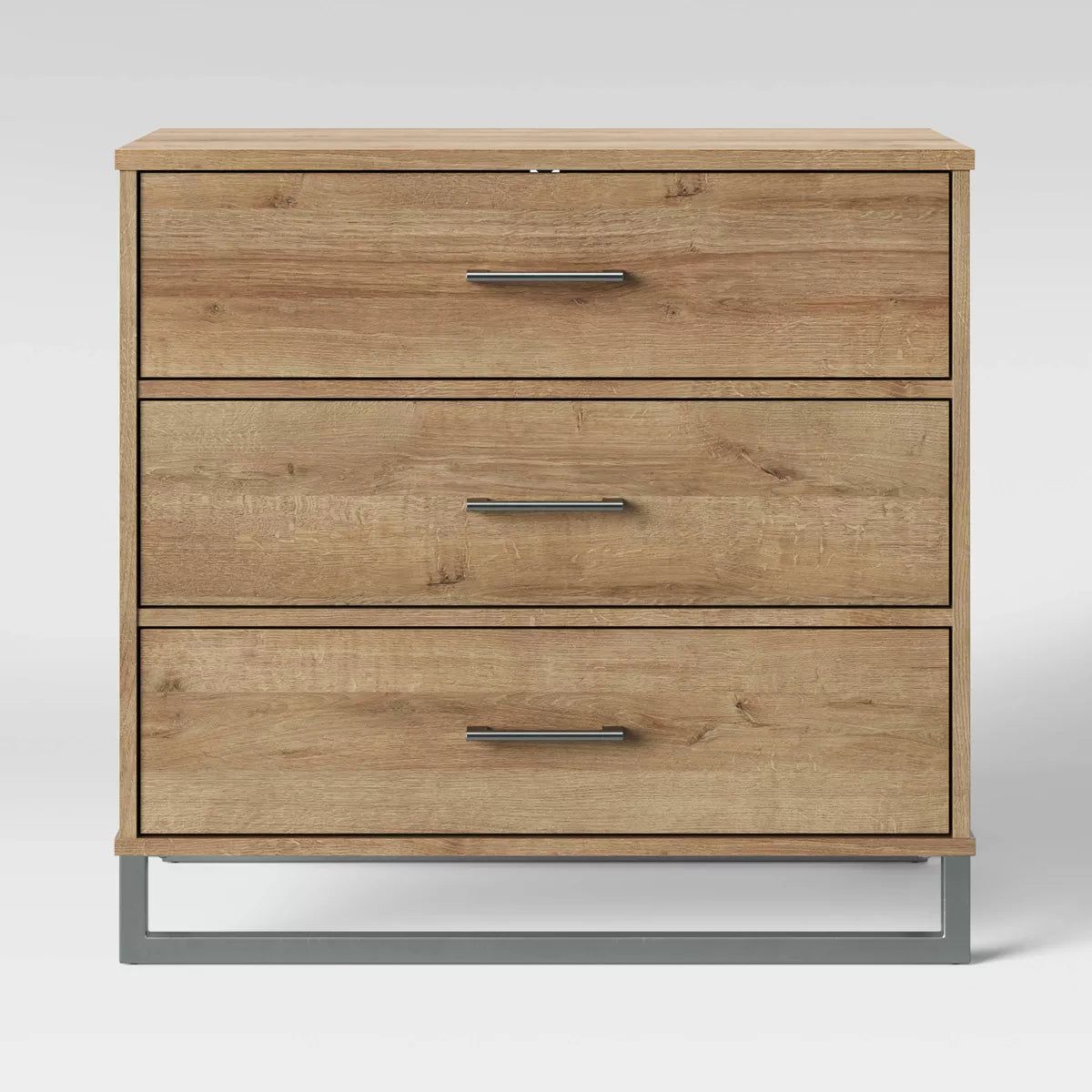 Mixed Material Wood and Metal 3 Drawer Dresser Natural Wood - Room Essentials