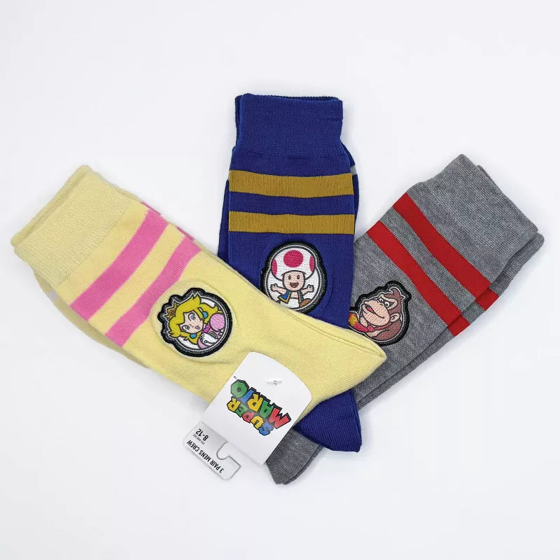 Nintendo Princess Peach, Toad & Donkey Kong 3pk Crew Socks (Please be advised that sets may be missing pieces or otherwise incomplete.)