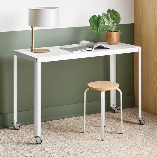 45" Rolling Metal Computer Desk Chalk White - Room Essentials