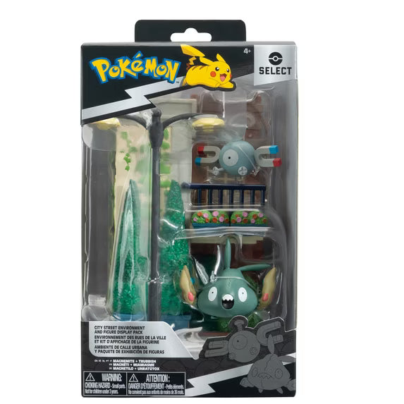 Pokemon Select 6'' Environment Figure Pack ( City Street with Magnemite Stand and Turbbish