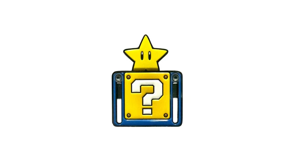 Super Mario Bros Question Block Starman Prize Moving Pin